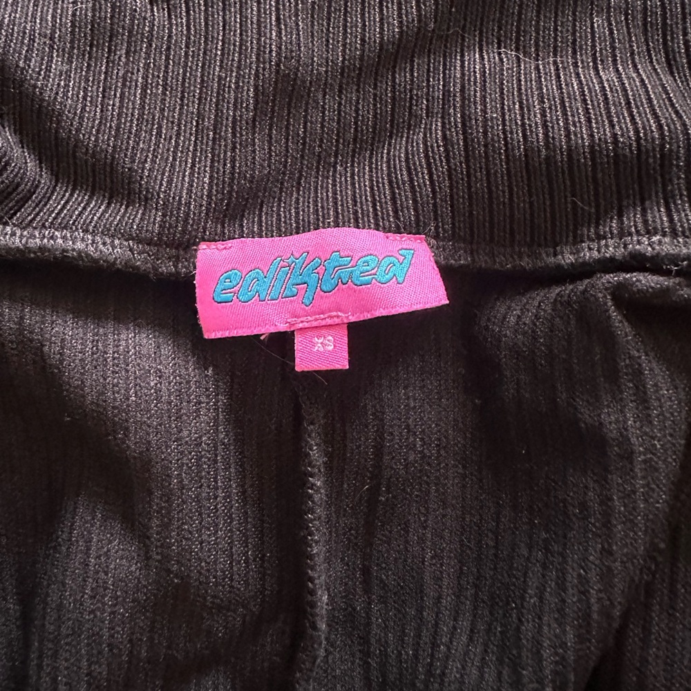 Edikted Black Ribbed Button Up Collared Romper - Picture 3 of 3